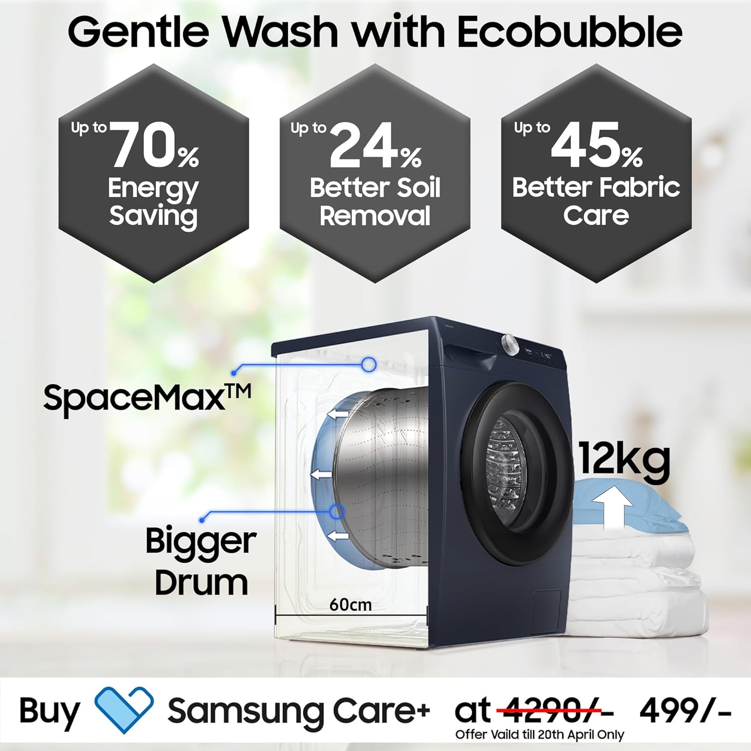 Sansui 12 kg, 5star, AI Control, Fully-Automatic Front Load Washing Machine - Image 3